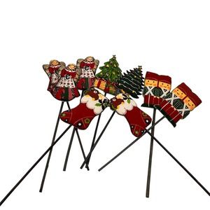 Vintage Fabric Handmade Christmas Decor Flower Picks Soldiers Stockings Angels
